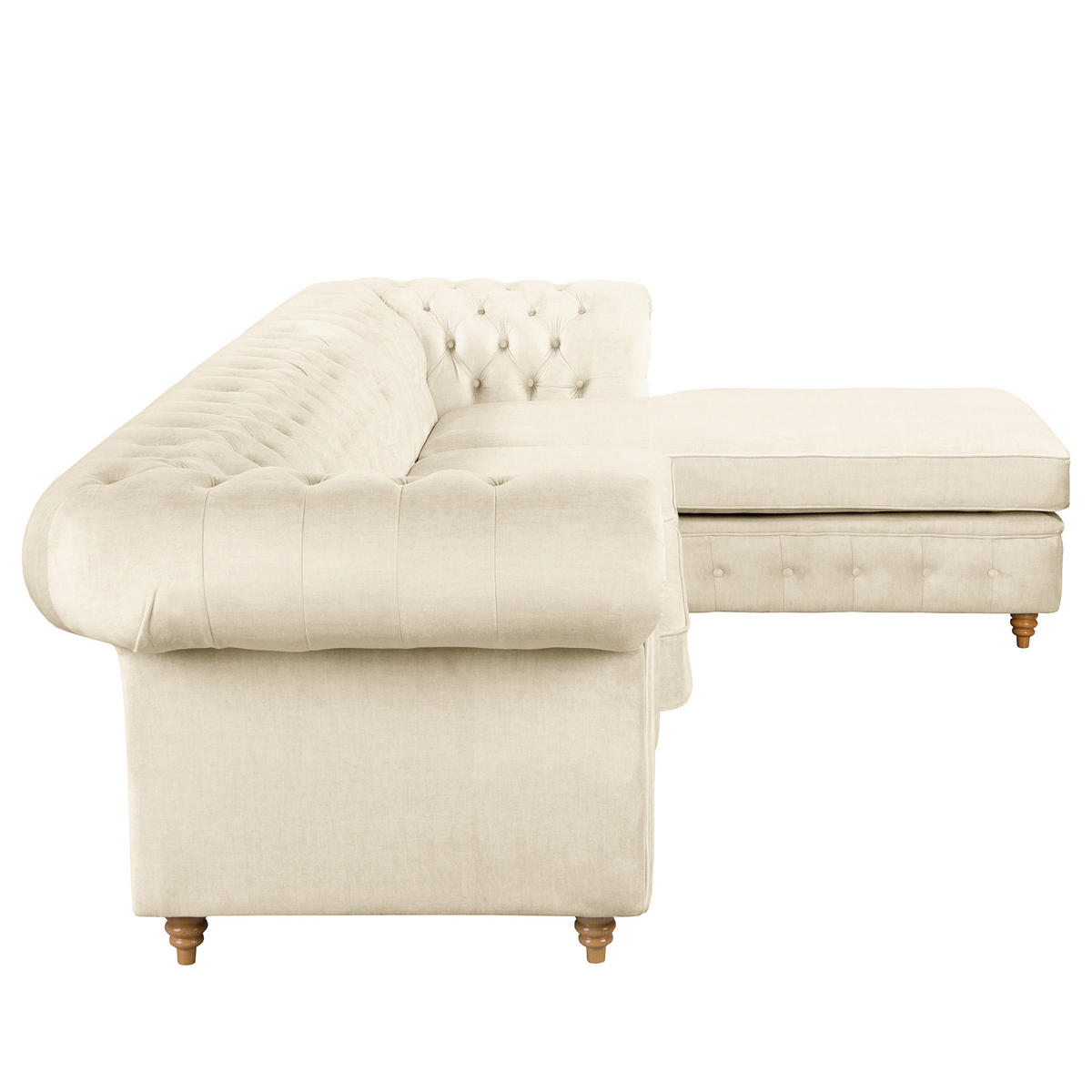 ECKSOFA Mikrofaser Creme  - Creme/Braun, Design, Holz/Textil (284/182cm) - P & B
