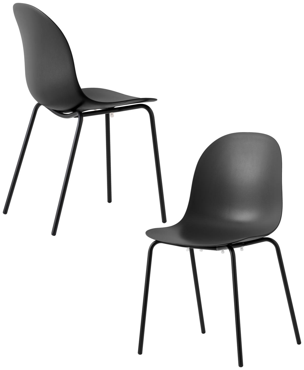 GARTENSTUHL-SET Edelstahl Schwarz  - Schwarz, Basics, Kunststoff/Metall (53,5/83/52,5cm) - Connubia 