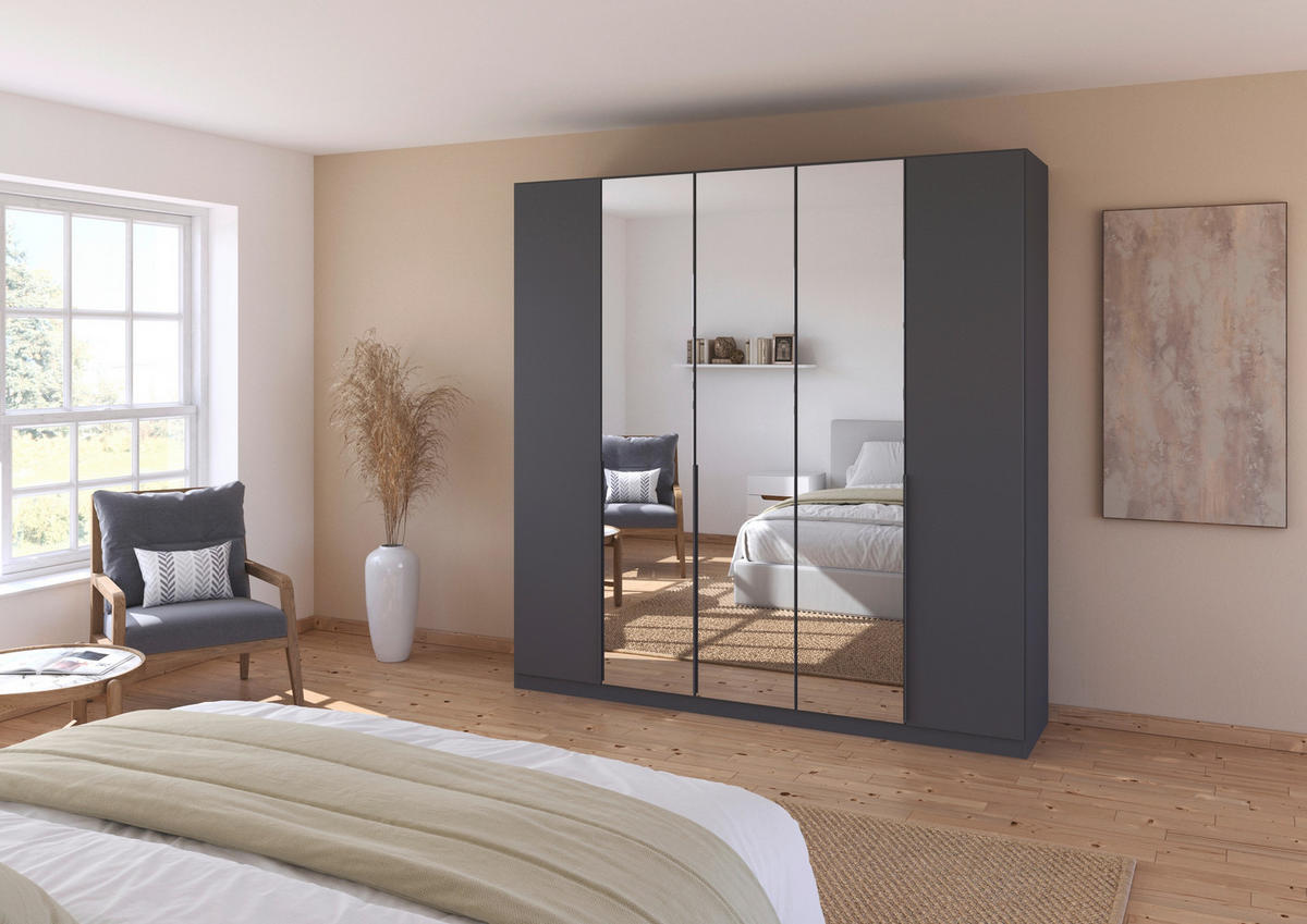 DREHTÜRENSCHRANK 226/229/54 cm,  in Grau, 5-türig  - Grau, MODERN, Holzwerkstoff/Metall (226/229/54cm) - Rauch Möbel