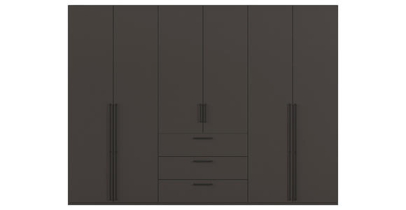 DREHTÜRENSCHRANK 301/223/61 cm,  in Graphitfarben, 6-türig  - Schwarz/Graphitfarben, Basics, Holzwerkstoff/Metall (301/223/61cm) - Novel