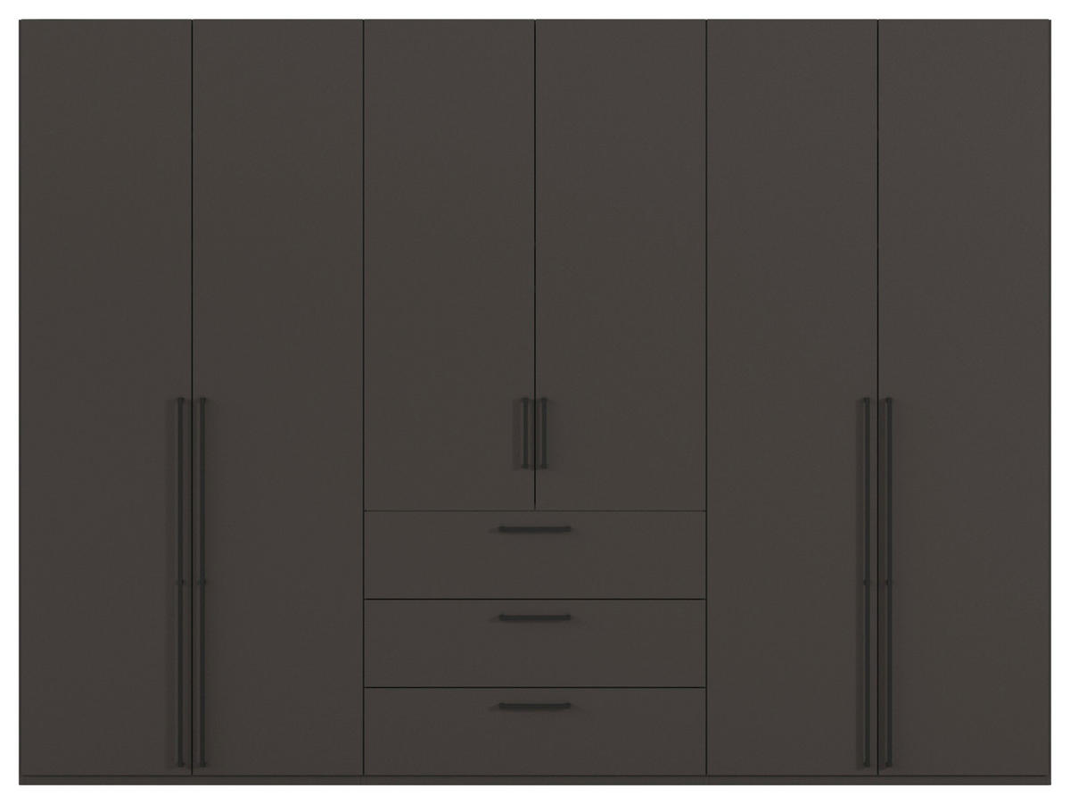 DREHTÜRENSCHRANK 301/235/61 cm,  in Graphitfarben, 6-türig  - Schwarz/Graphitfarben, Basics, Holzwerkstoff/Metall (301/235/61cm) - Novel