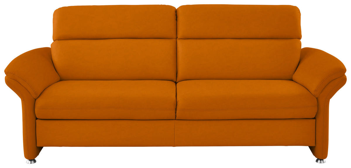 3-SITZER-SOFA in Echtleder Orange  - Alufarben/Orange, Konventionell, Leder/Metall (228/96/92cm) - Beldomo Premium