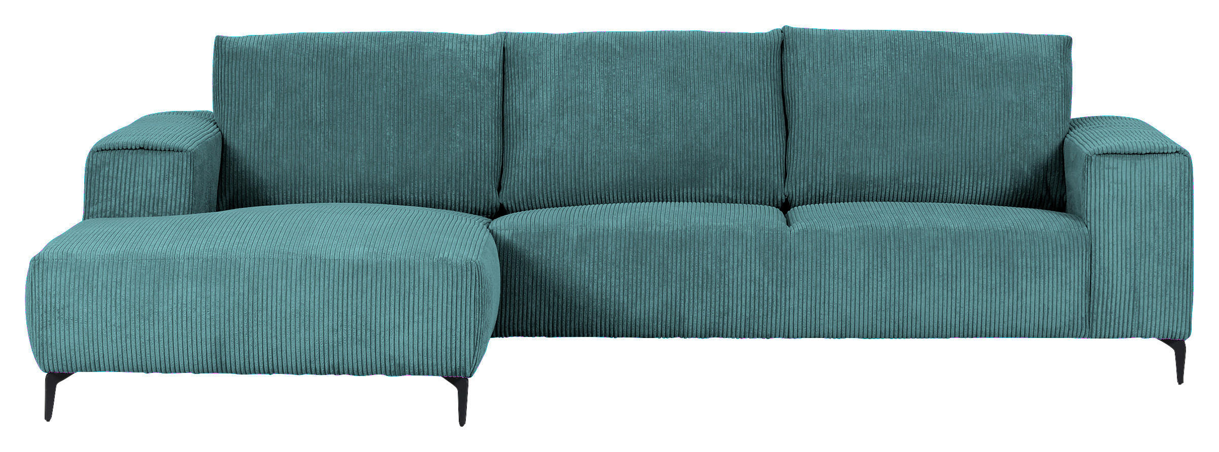 ECKSOFA in Cord Petrol  - Petrol/Schwarz, Konventionell, Textil/Metall (170/285cm) - Carryhome