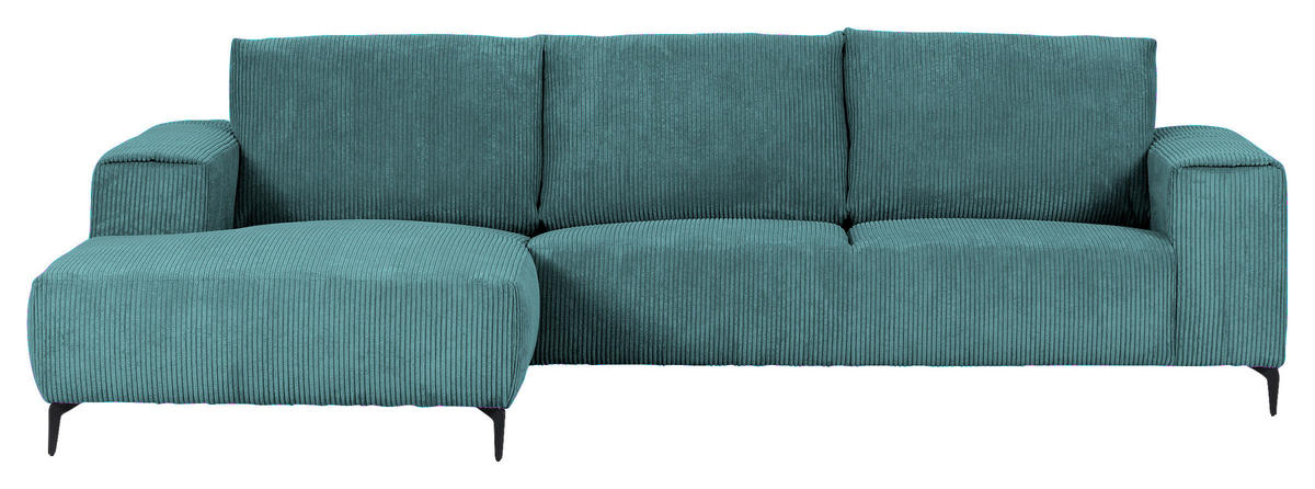 ECKSOFA in Cord Petrol  - Petrol/Schwarz, Konventionell, Textil/Metall (170/285cm) - Carryhome