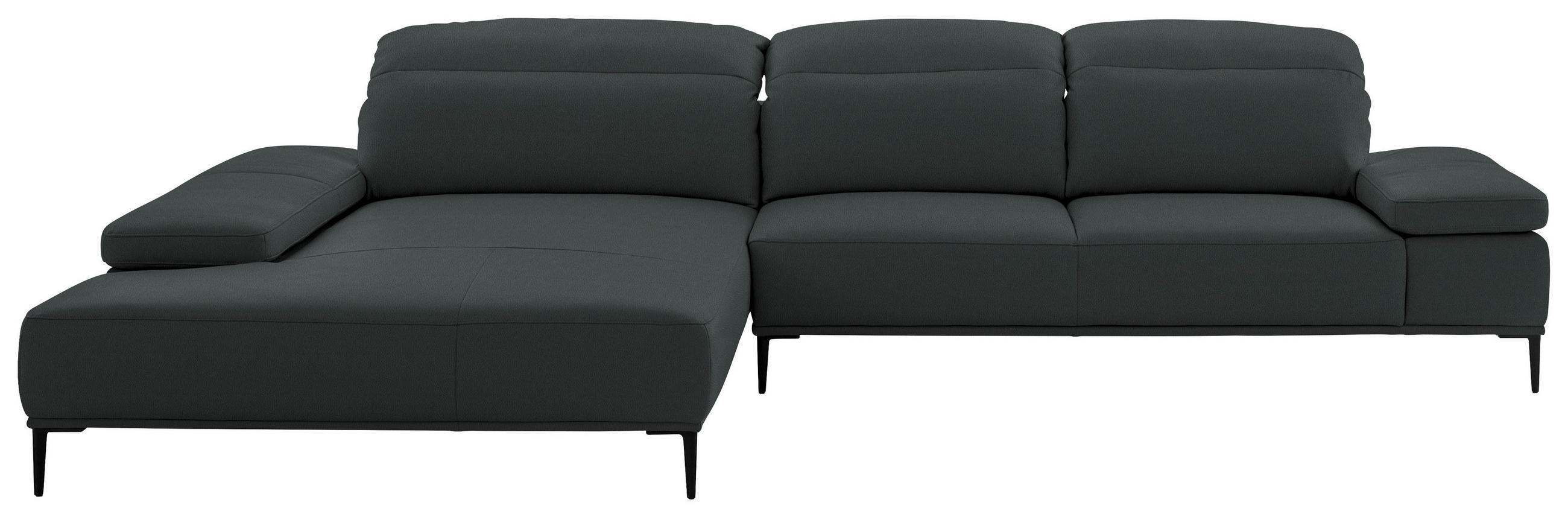 ECKSOFA  in Echtleder Schwarz  206/322 cm  - Schwarz, MODERN, Leder/Metall (206/322cm) - Chilliano