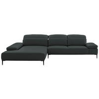 ECKSOFA Echtleder Schwarz  - Schwarz, Modern, Leder/Metall (206/322cm) - Chilliano
