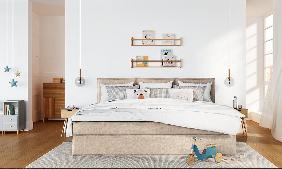 BOXSPRINGBETT 270/220 cm  in Beige  - Beige, Design, Textil (270/220cm) - home24