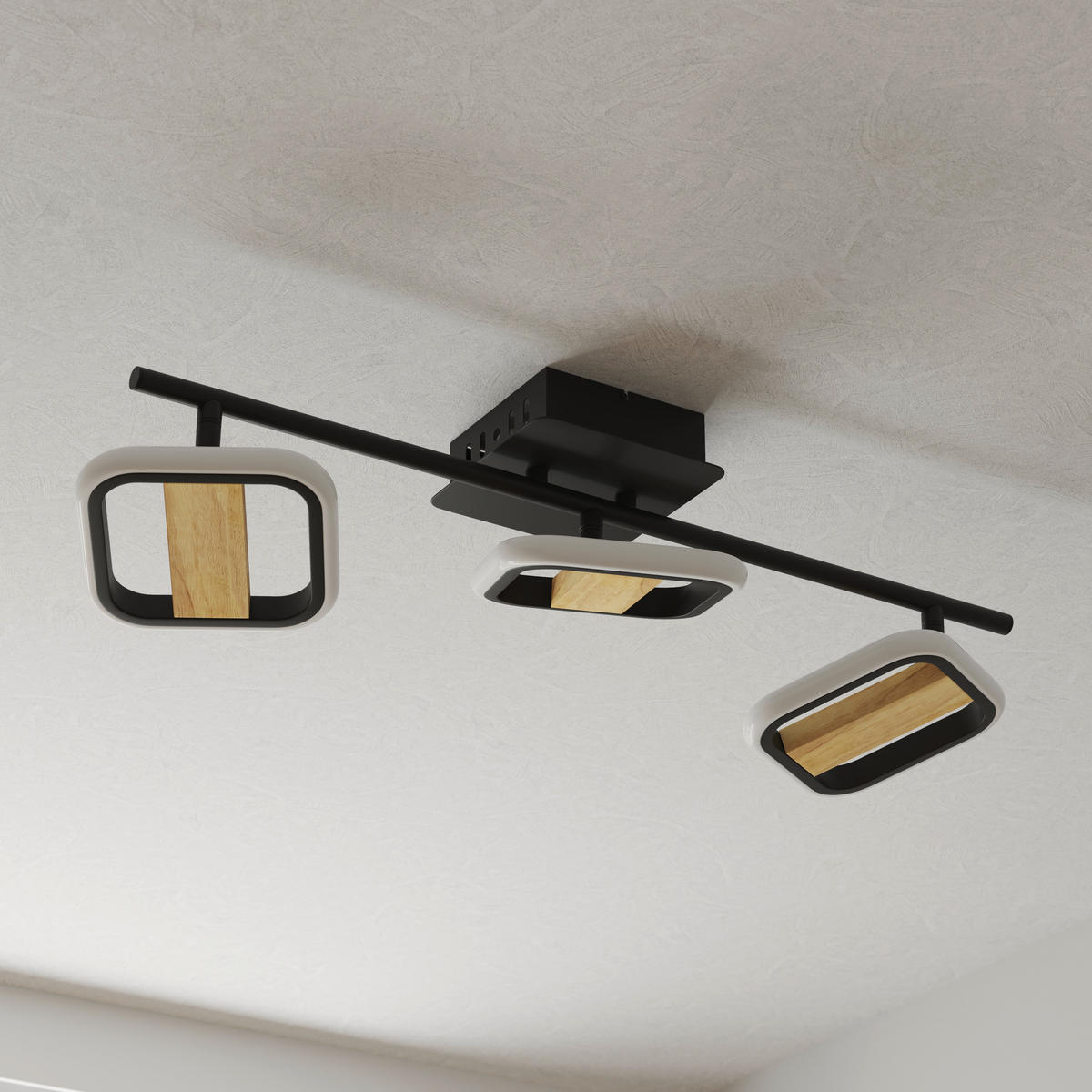 LED-STRAHLER Miriam 55/13,5/12 cm   - Eschefarben/Schwarz, Design, Holz/Kunststoff (55/13,5/12cm) - Novel