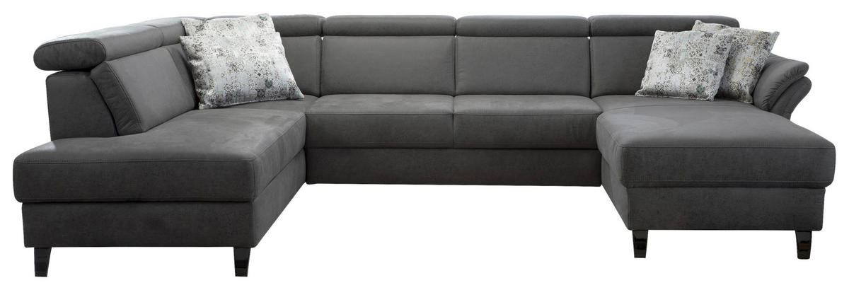 WOHNLANDSCHAFT in Mikrofaser Anthrazit  - Anthrazit/Schwarz, Konventionell, Textil/Metall (193/317/165cm) - Sit & More