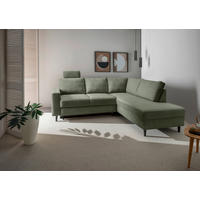 ECKSCHLAFSOFA in Dunkelgrün Textil   - Dunkelgrün/Schwarz, Modern, Holz/Textil (242/200cm) - Livetastic