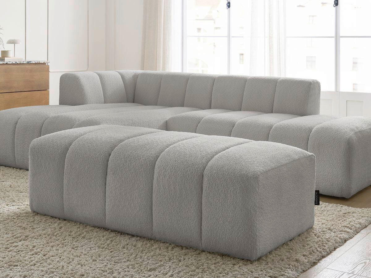 ECKSOFA  ANNECY Hellgrau Bouclé  - Hellgrau/Schwarz, MODERN, Kunststoff/Textil (170/262cm)