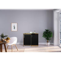 MINIKÜCHE 100 cm   in Schwarz, Sonoma Eiche  - Edelstahlfarben/Eichefarben, MODERN, Holzwerkstoff/Kunststoff (100cm) - Respekta