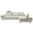 ECKSOFA Creme Webstoff  - Chromfarben/Creme, Design, Textil/Metall (310/203cm) - Xora