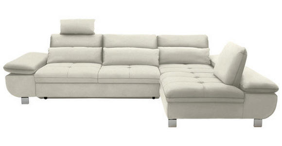 ECKSOFA Creme Webstoff  - Chromfarben/Creme, Design, Textil/Metall (310/203cm) - Xora