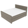 BOXSPRINGBETT 180/200 cm  in Graubraun  - Graubraun/Schwarz, KONVENTIONELL, Textil/Metall (180/200cm) - Carryhome