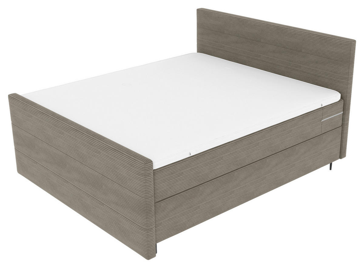 BOXSPRINGBETT 180/200 cm  in Graubraun  - Graubraun/Schwarz, Konventionell, Textil/Metall (180/200cm) - Carryhome