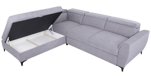 ECKSOFA Grau Velours  - Schwarz/Grau, KONVENTIONELL, Textil/Metall (217/255cm) - Carryhome