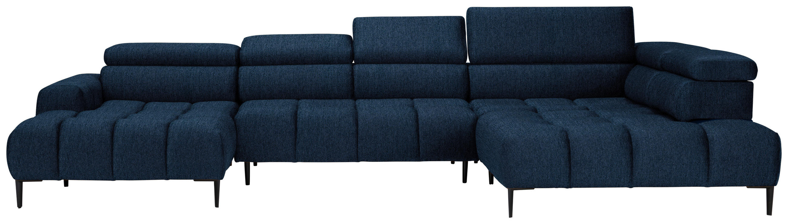 WOHNLANDSCHAFT in Webstoff Dunkelblau  - Schwarz/Dunkelblau, Design, Textil/Metall (177/385/216cm) - Welnova
