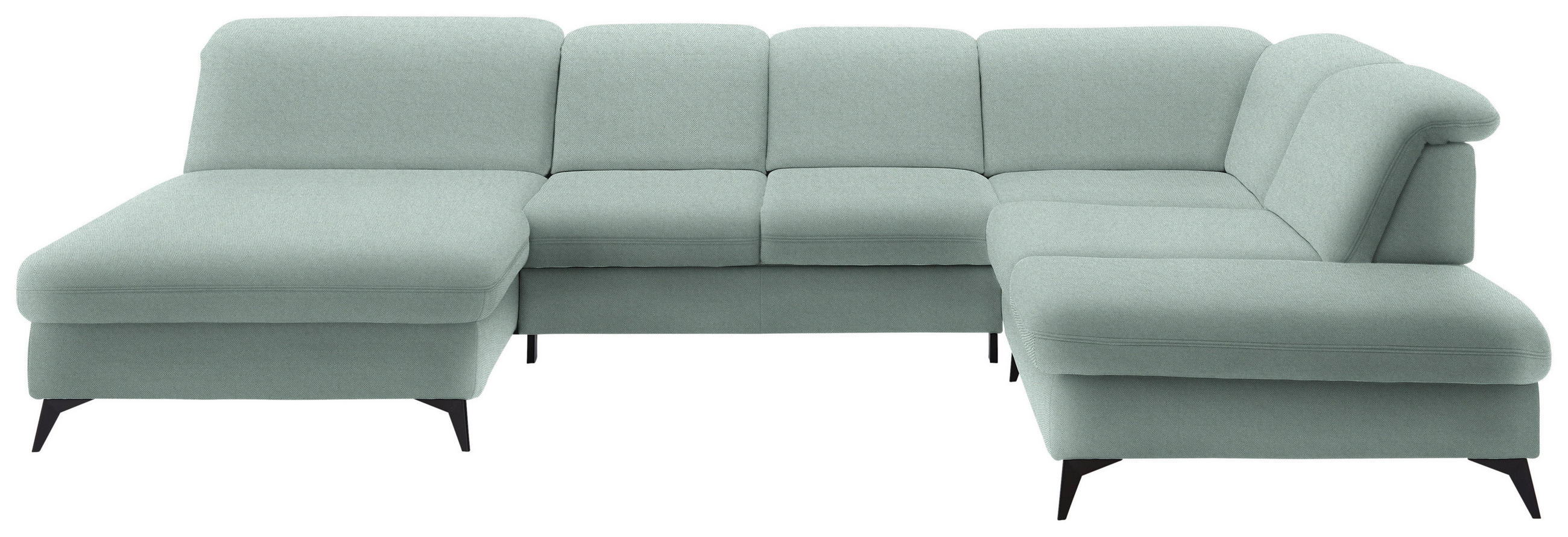 WOHNLANDSCHAFT  in Chenille Mintgrün  - Schwarz/Mintgrün, Design, Textil/Metall (198/369/255cm) - Beldomo Style