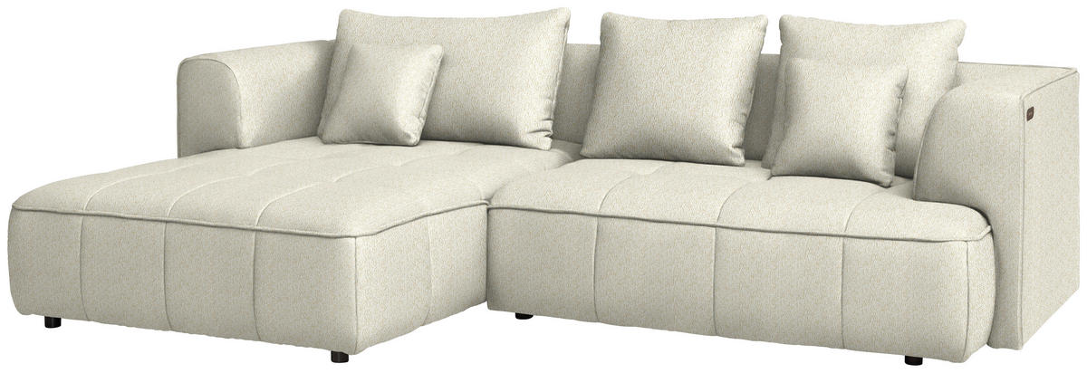 ECKSOFA Webstoff Creme  - Creme/Schwarz, Design, Kunststoff/Textil (188/288cm) - Welnova