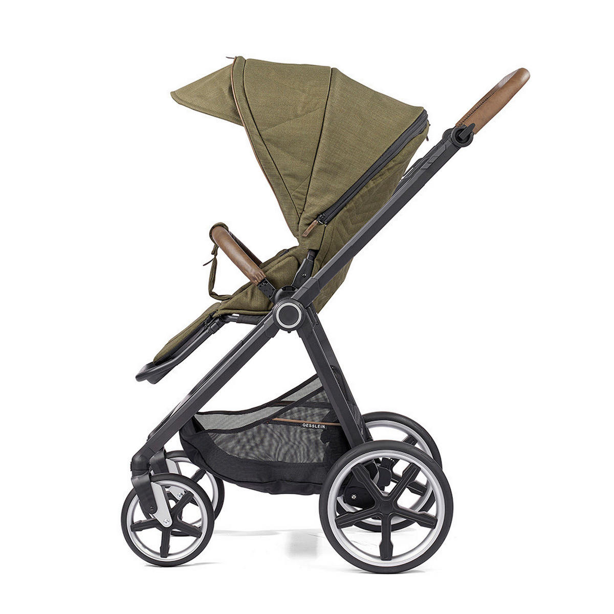 KINDERWAGENSET  Fusion Panorama Lyx Set inkl. Wickeltasche  Moosgrün  - Schwarz/Olivgrün, Basics, Textil/Metall (57/129/100cm) - Gesslein