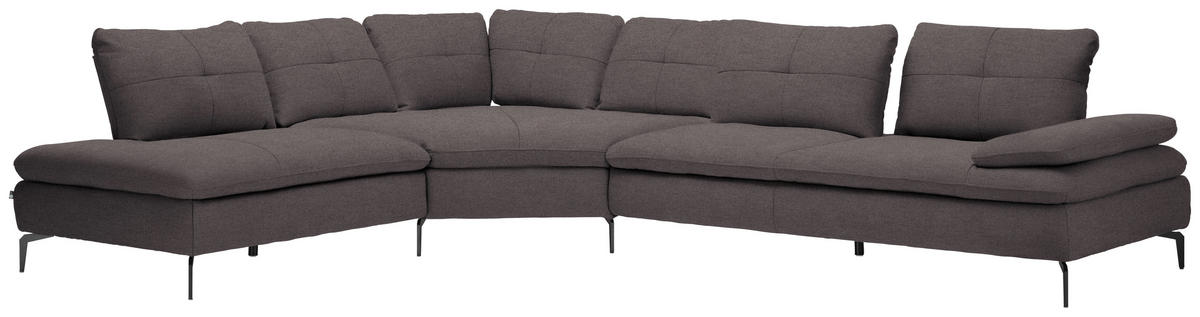 ECKSOFA  in Flachgewebe Graphitfarben  271/344 cm  - Schwarz/Graphitfarben, Design, Textil/Metall (271/344cm) - Chilliano
