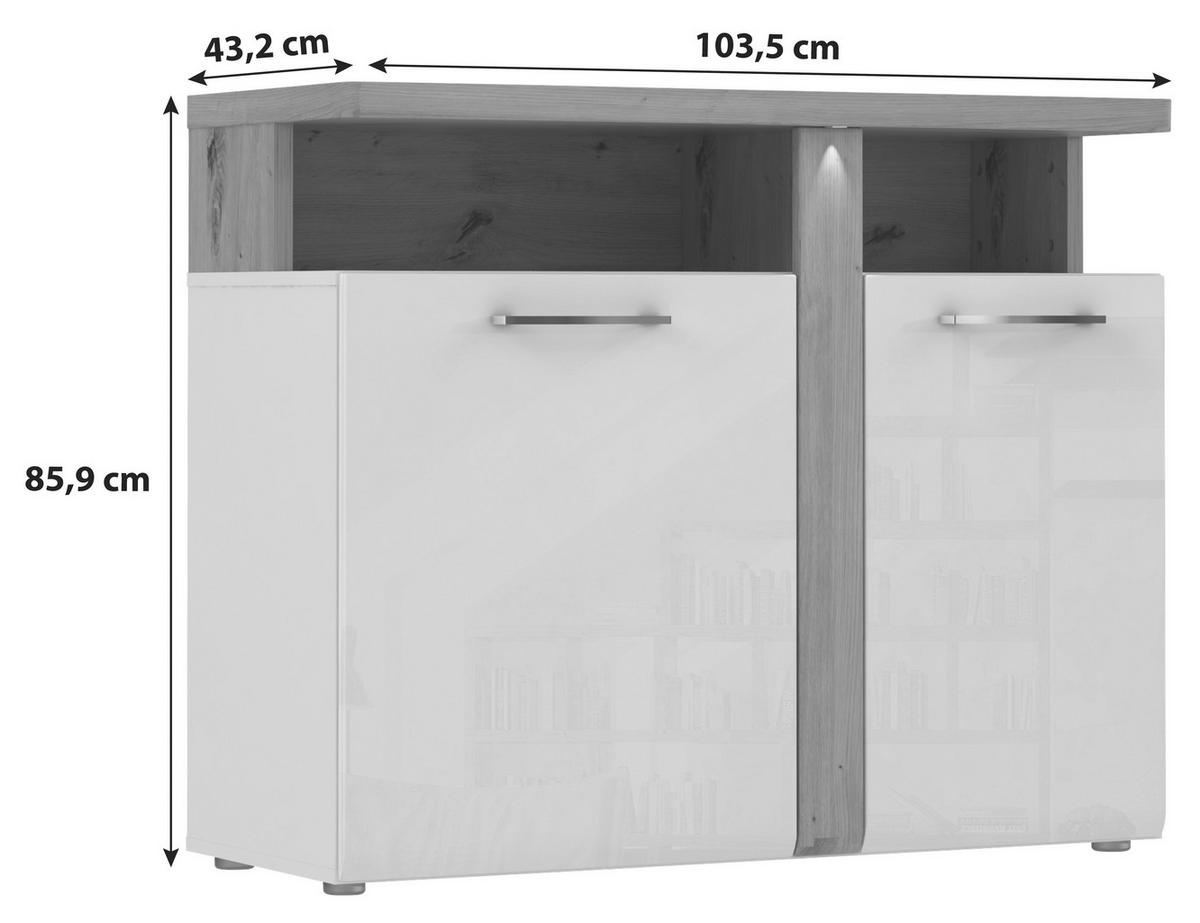 SIDEBOARD  in 103,5/85,9/43,2 cm  - Chromfarben/Eichefarben, MODERN, Holzwerkstoff/Kunststoff (103,5/85,9/43,2cm)