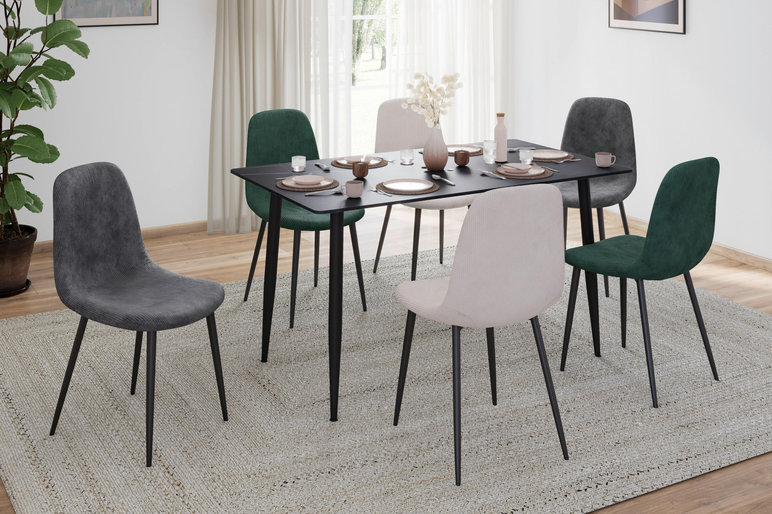 JÍDELNÍ STŮL, černá, 120/76/80 cm - černá, Design, kov/keramika (120/76/80cm) - P & B