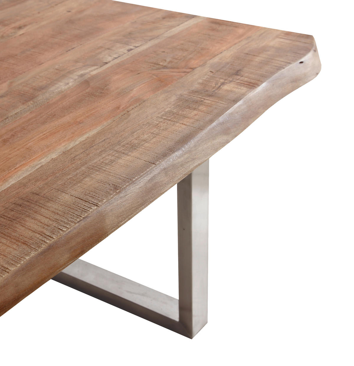 COUCHTISCH Akazie Hartholz 118/70/45 cm Akaziefarben, Edelstahlfarben  - Edelstahlfarben/Akaziefarben, Natur, Holz/Metall (118/70/45cm) - Landscape