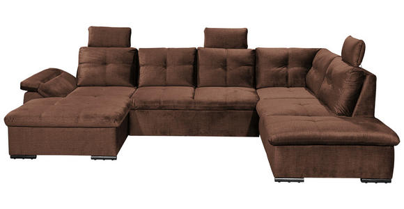 WOHNLANDSCHAFT in Mikrovelours Kupferfarben - Schwarz/Kupferfarben, KONVENTIONELL, Kunststoff/Textil (127/334/217cm) - Carryhome