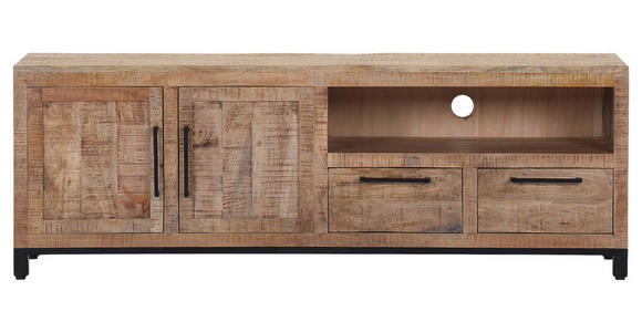 LOWBOARD RIO  in 180/60/40 cm  - Schwarz/Naturfarben, Design, Holz/Metall (180/60/40cm) - Landscape