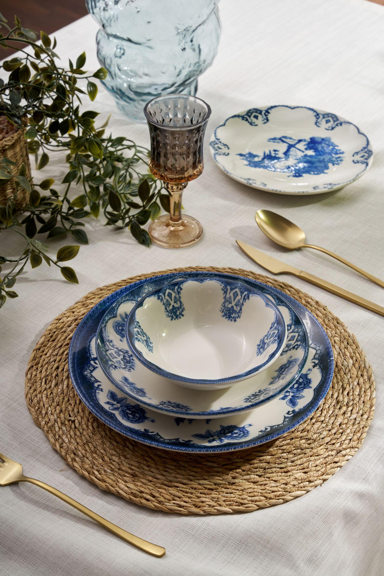 KOMBISERVICE Blau, Weiß 24-teilig 6 Personen  - Blau/Weiß, Basics, Keramik - P & B