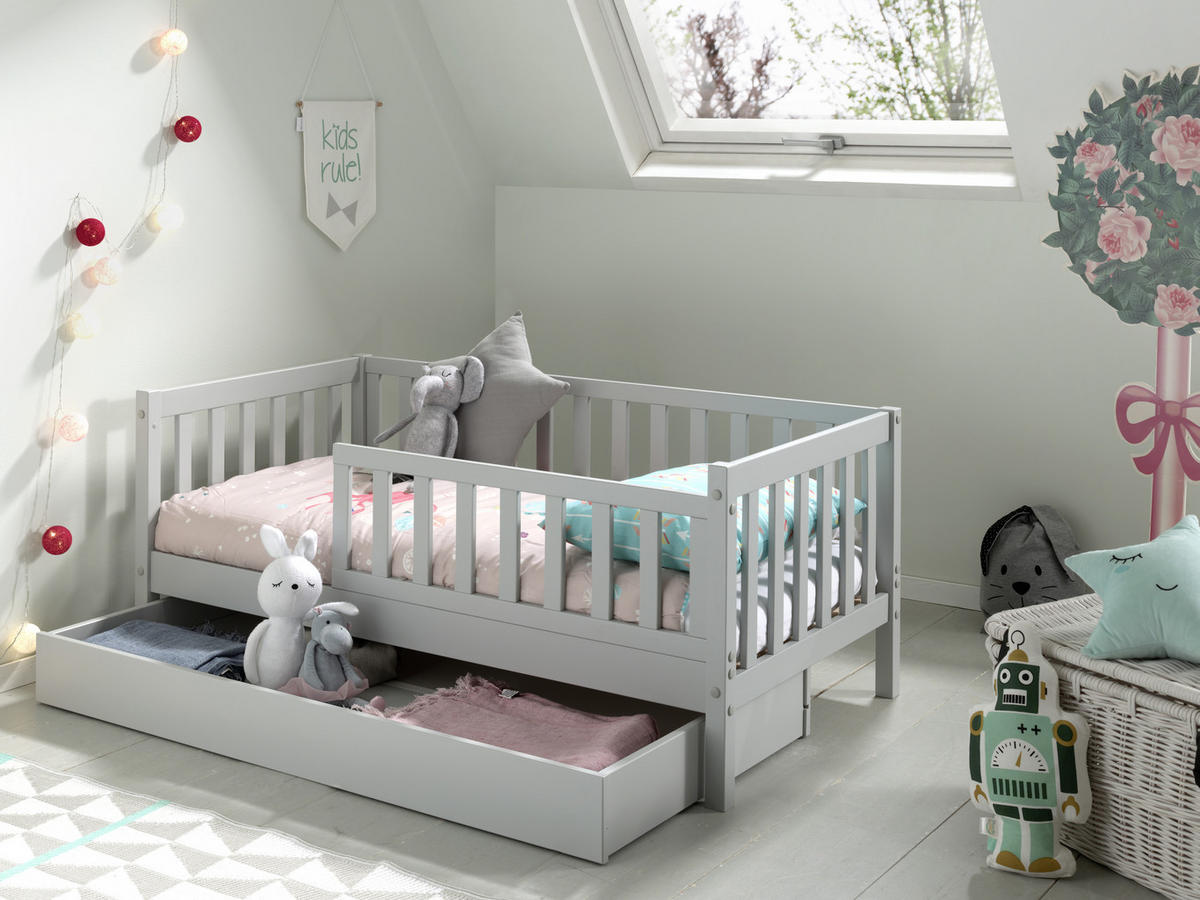 KINDER-/JUNIORBETT - Kieferfarben/Grau, MODERN, Holz (70/140cm) - MID.YOU