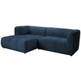 ECKSOFA Dunkelblau Chenille  - Schwarz/Dunkelblau, KONVENTIONELL, Kunststoff/Textil (164/255cm) - Ambia Home