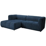 ECKSOFA Dunkelblau Chenille  - Schwarz/Dunkelblau, KONVENTIONELL, Kunststoff/Textil (164/255cm) - Ambia Home
