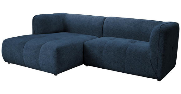 ECKSOFA Dunkelblau Chenille  - Schwarz/Dunkelblau, KONVENTIONELL, Kunststoff/Textil (164/255cm) - Ambia Home