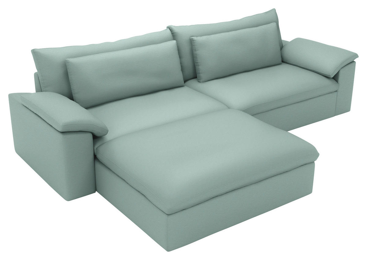 ECKSOFA  Chenille Mintgrün  - Schwarz/Mintgrün, Modern, Kunststoff/Textil (198/306cm) - Carryhome