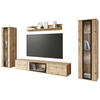 WOHNWAND 4-teilig  in Eiche Wotan  262/141,9/33 cm  - Eiche Wotan/Schwarz, Trend, Glas/Holzwerkstoff (262/141,9/33cm) - Livetastic