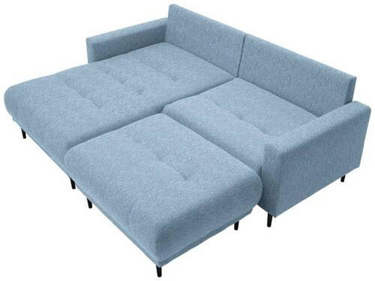 ECKSOFA in Flachgewebe Hellblau  - Schwarz/Hellblau, Design, Holz/Textil (160/215cm) - Stylife