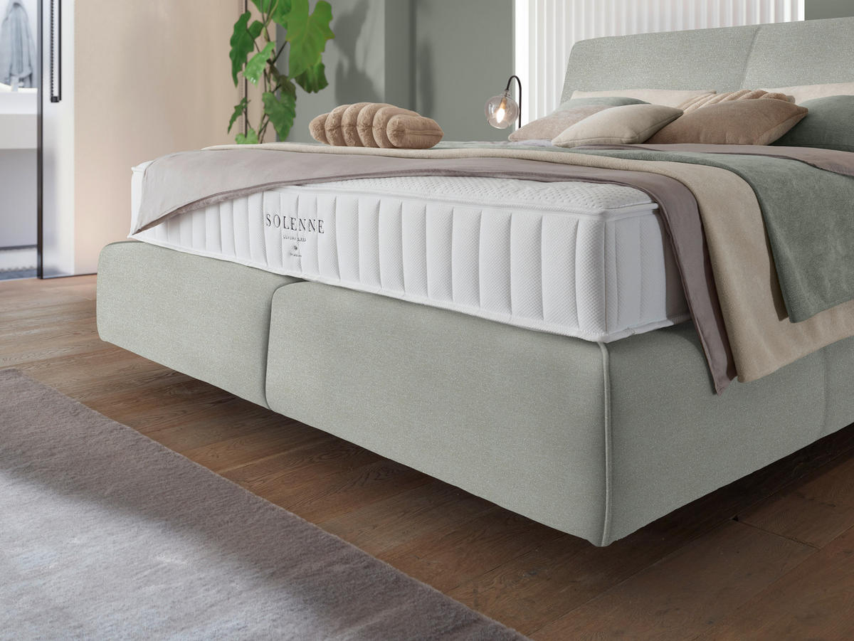 BOXSPRINGBETT 200/200 cm  in Hellgrau  - Hellgrau/Schwarz, Design, Kunststoff/Textil (200/200cm) - Johann Jakob