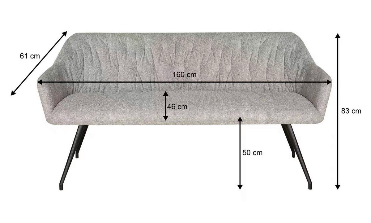 KLOP, kovina, tekstil krem barve, črna  - črna/krem barve, Design, kovina/tekstil (159/82/62cm) - Stylife