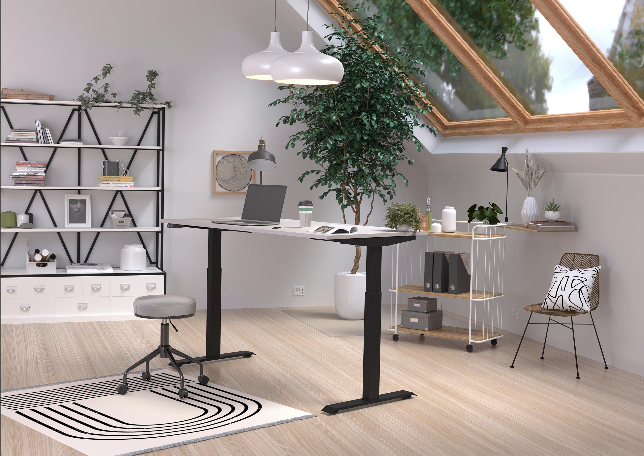 SCHREIBTISCH höhenverstellbar  - Kaschmir/Schwarz, MODERN, Holzwerkstoff/Metall (160/80/72-120cm) - Germania