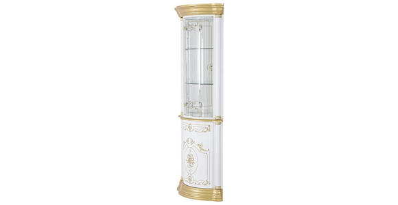 ECKVITRINE in Weiß, Goldfarben - Goldfarben/Weiß, LIFESTYLE, Glas/Holzwerkstoff (56/205/56cm) - Cantus