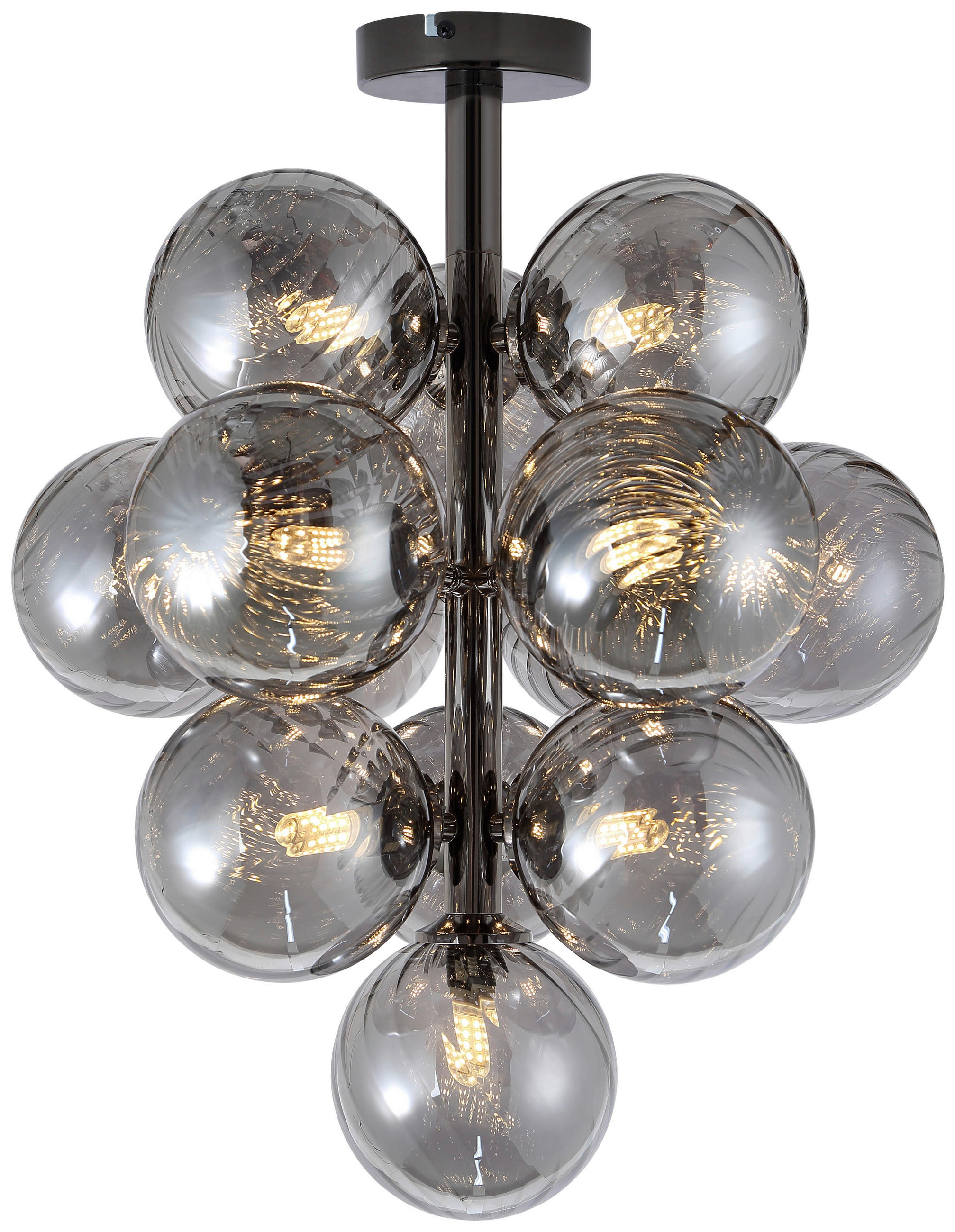 DECKENLEUCHTE 39,5/50 cm   - Schwarzchrom, Design, Glas/Metall (39,5/50cm) - Collet's Monde