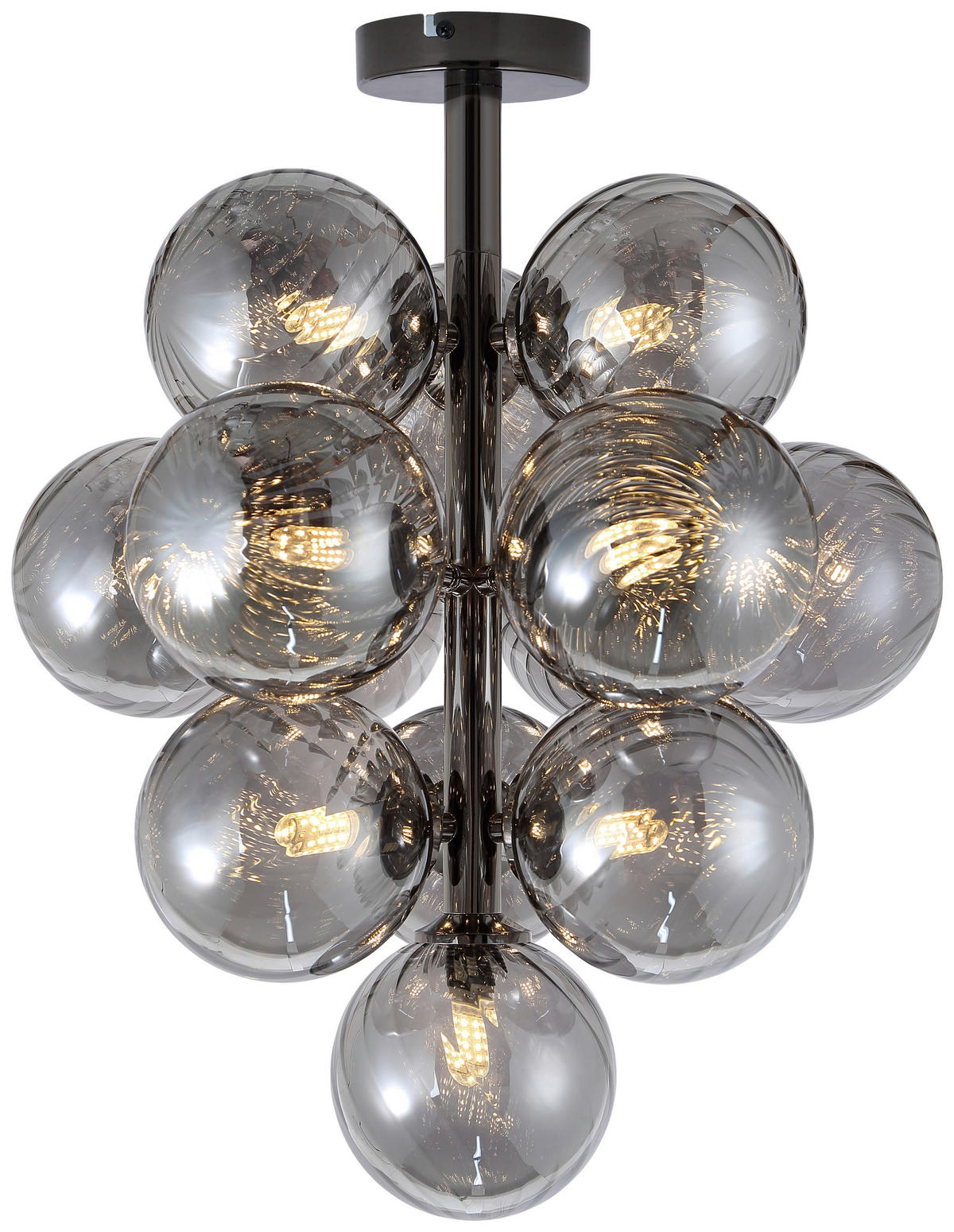 DECKENLEUCHTE  39,5/50 cm    - Schwarzchrom, Design, Glas/Metall (39,5/50cm) - Collet's Monde