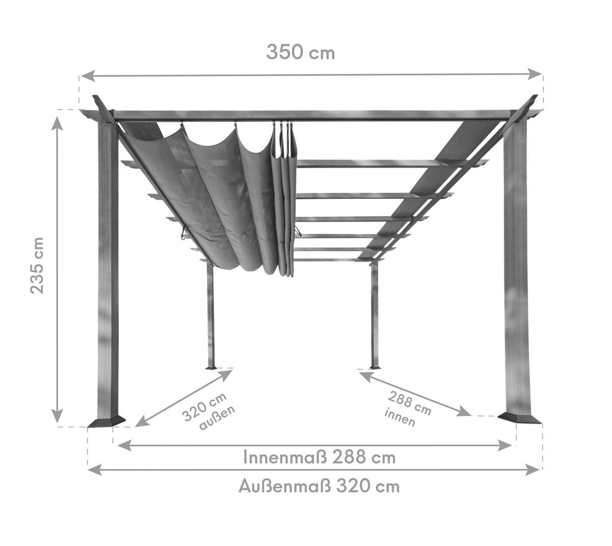 PERGOLA 350/235/350 cm Aluminium  - Hellbraun, Basics, Kunststoff/Metall (350/235/350cm) - Ambia Garden