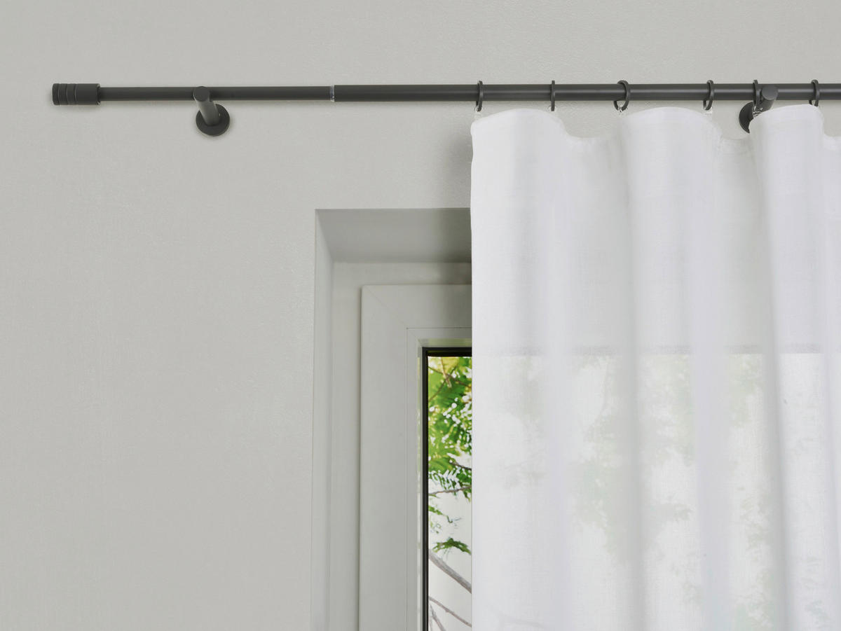 VORHANGSTANGENSET 120 cm  - Dunkelgrau, Basics, Metall (120cm)