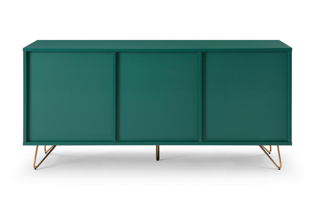 ŠIROKÁ KOMODA, zelená, 150/70/40 cm - zelená/mosadzná, Design, kov/kompozitné drevo (150/70/40cm) - Livetastic