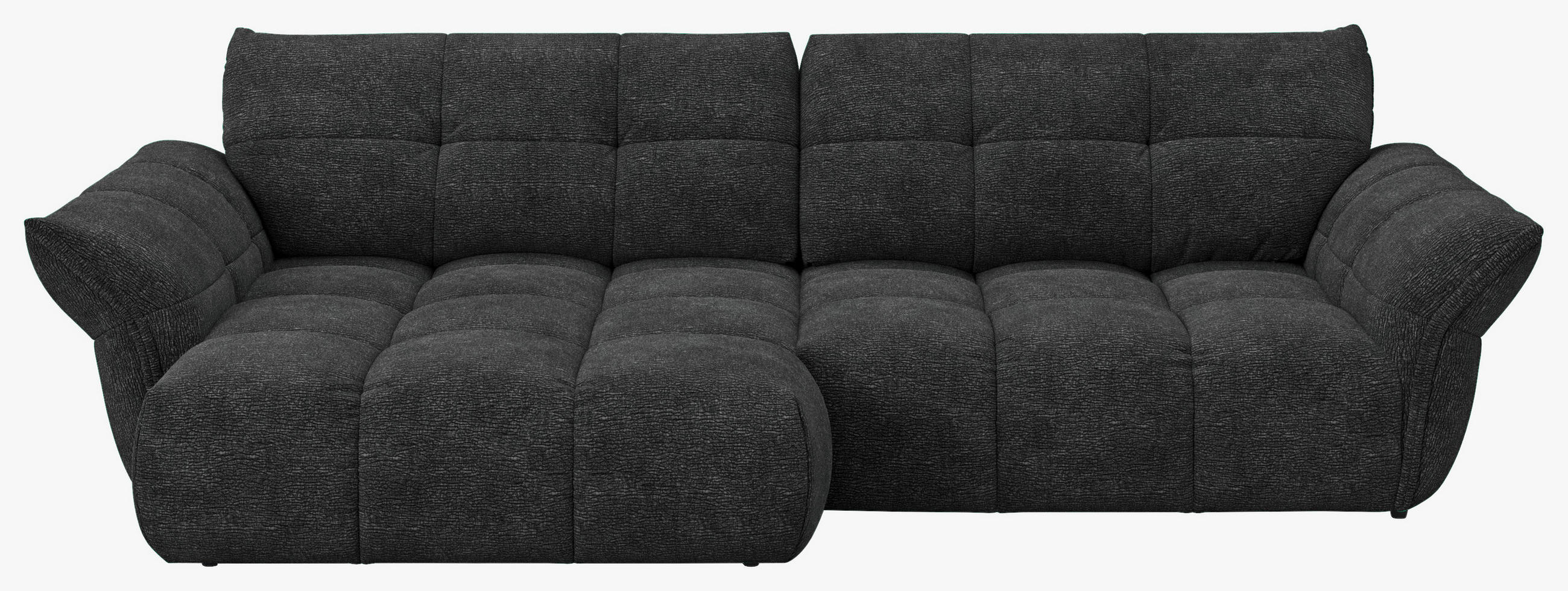 ECKSOFA Schwarz Chenille Rücken echt  - Schwarz, Design, Kunststoff/Textil (177/312cm) - Welnova