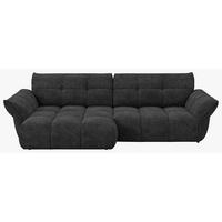 ECKSOFA Schwarz Chenille Rücken echt  - Schwarz, Design, Kunststoff/Textil (177/312cm) - Welnova